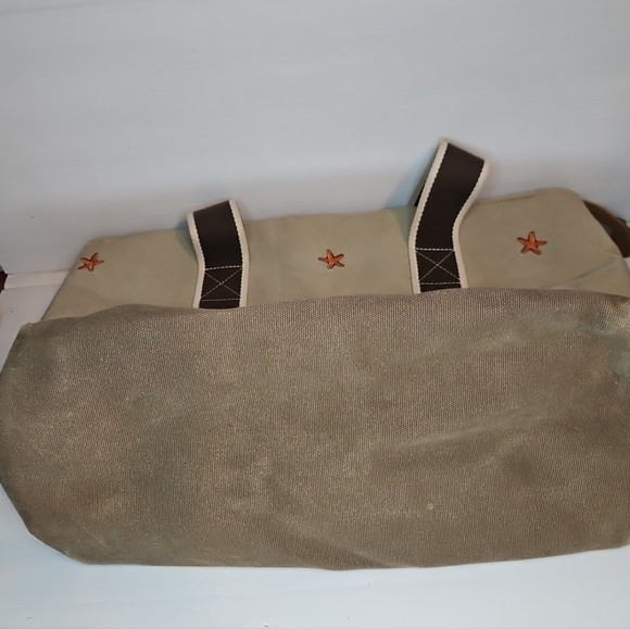 Rare Vintage L.L. Bean Boat & Tote Canvas Bag Sea Star Embroidery Leather Handle - Picture 5 of 11
